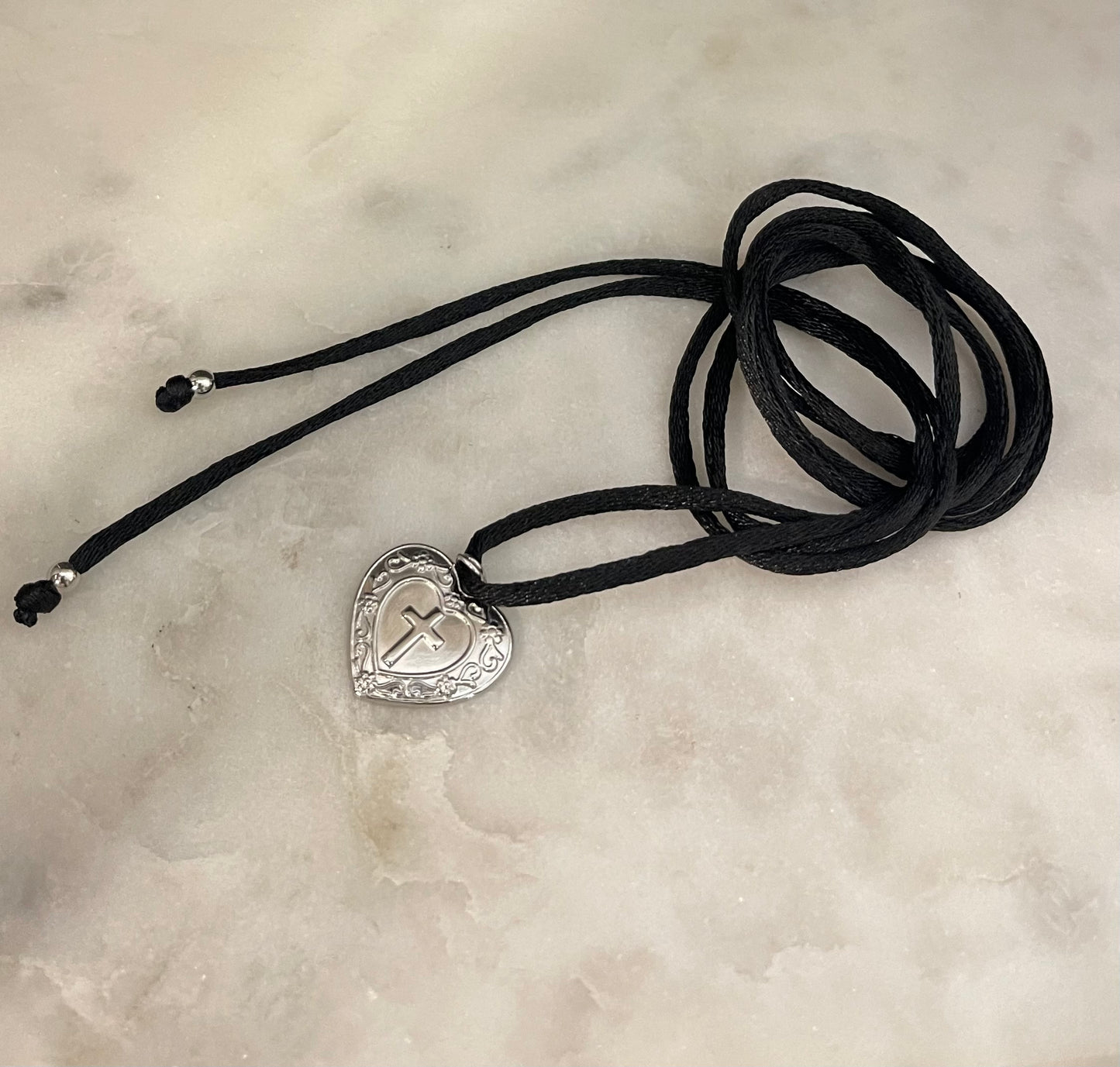 Choker Satin Nero Silver