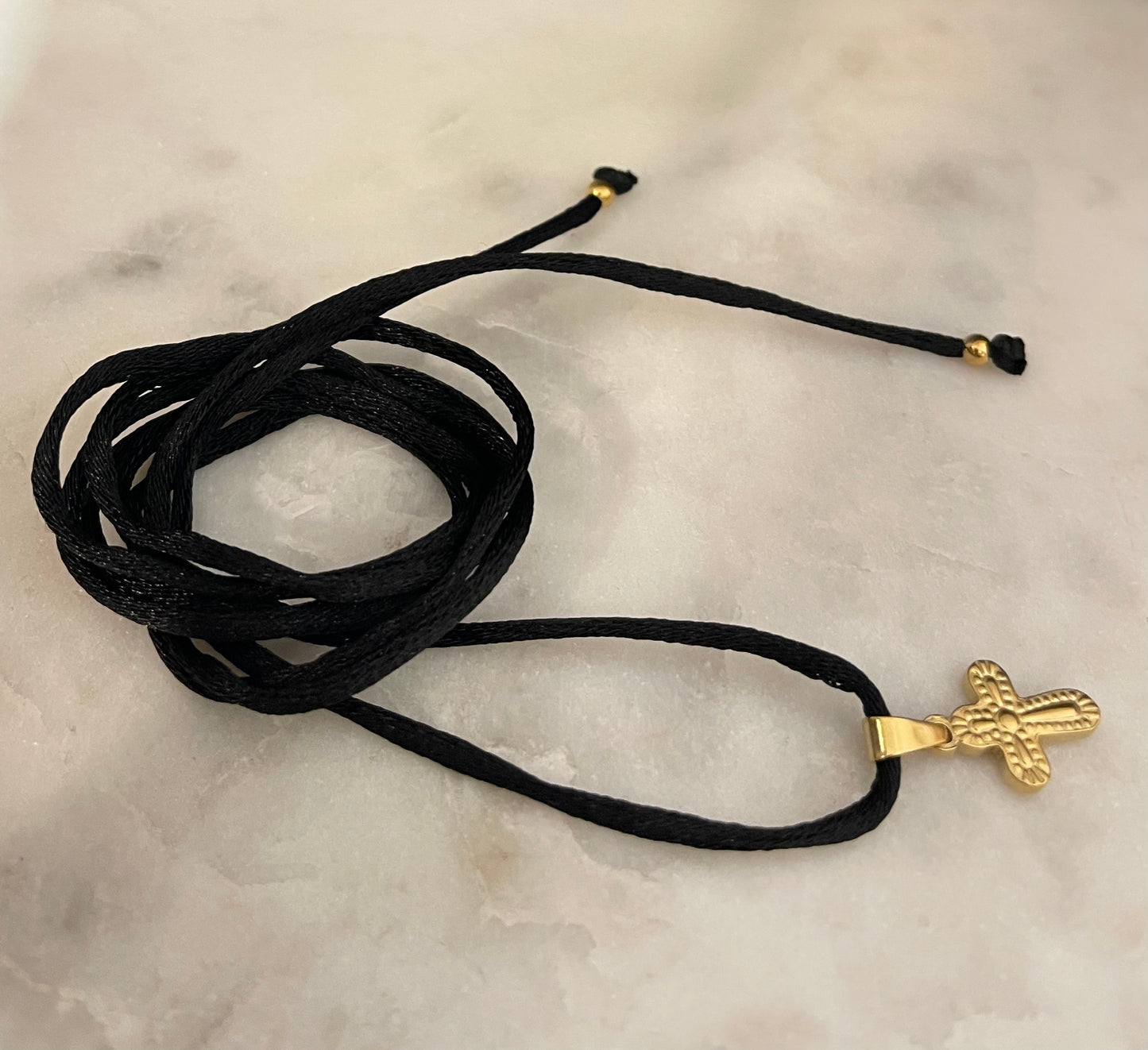Choker Satin Nero Gold