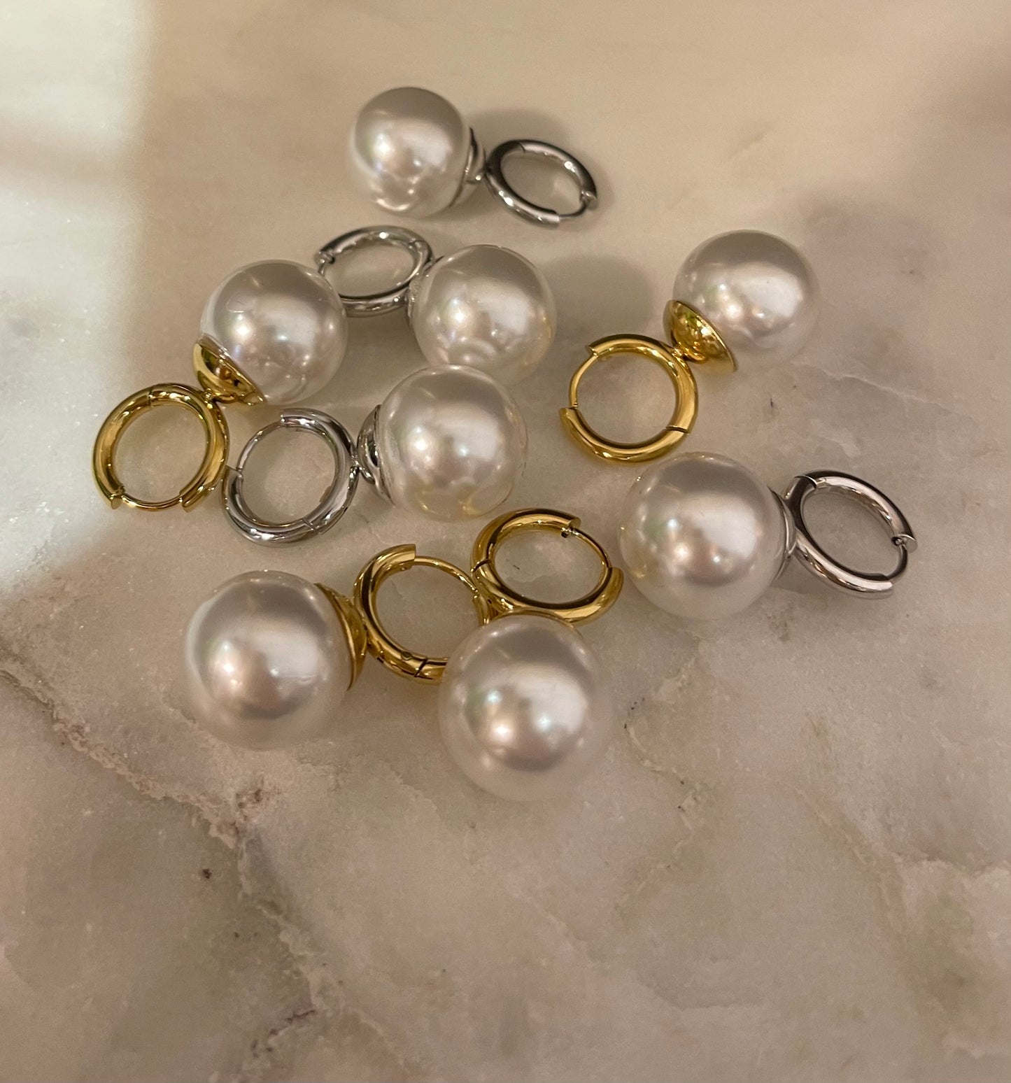 Mini Hoops Chunky Perla