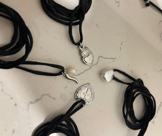 Choker Satin Nero Silver