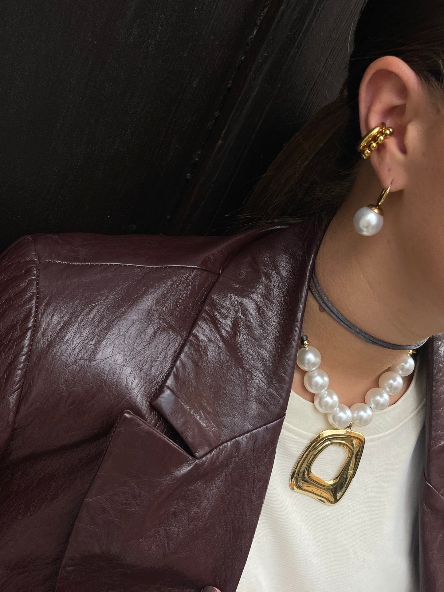 Mini Hoops Chunky Perla