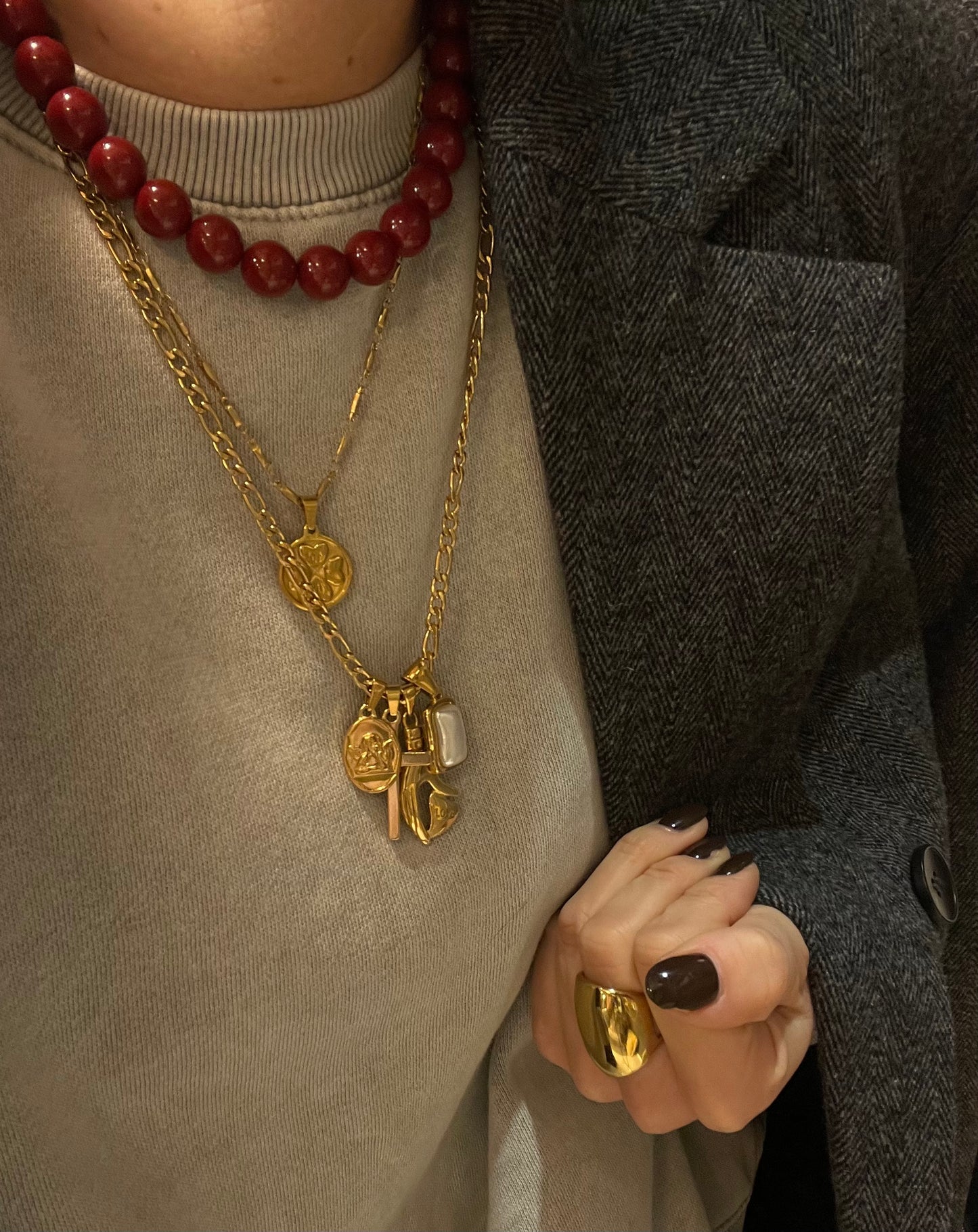 Collana Perle Burgundy