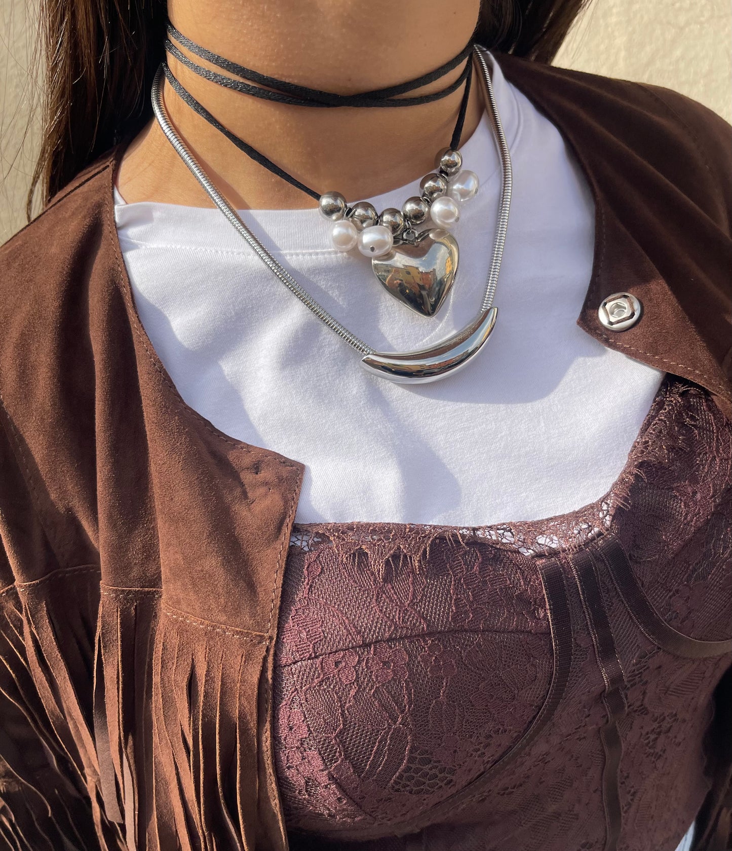 Choker  Silver Bubbles Heart