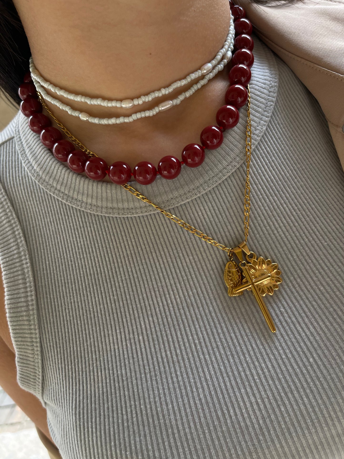 Collana Perle Burgundy