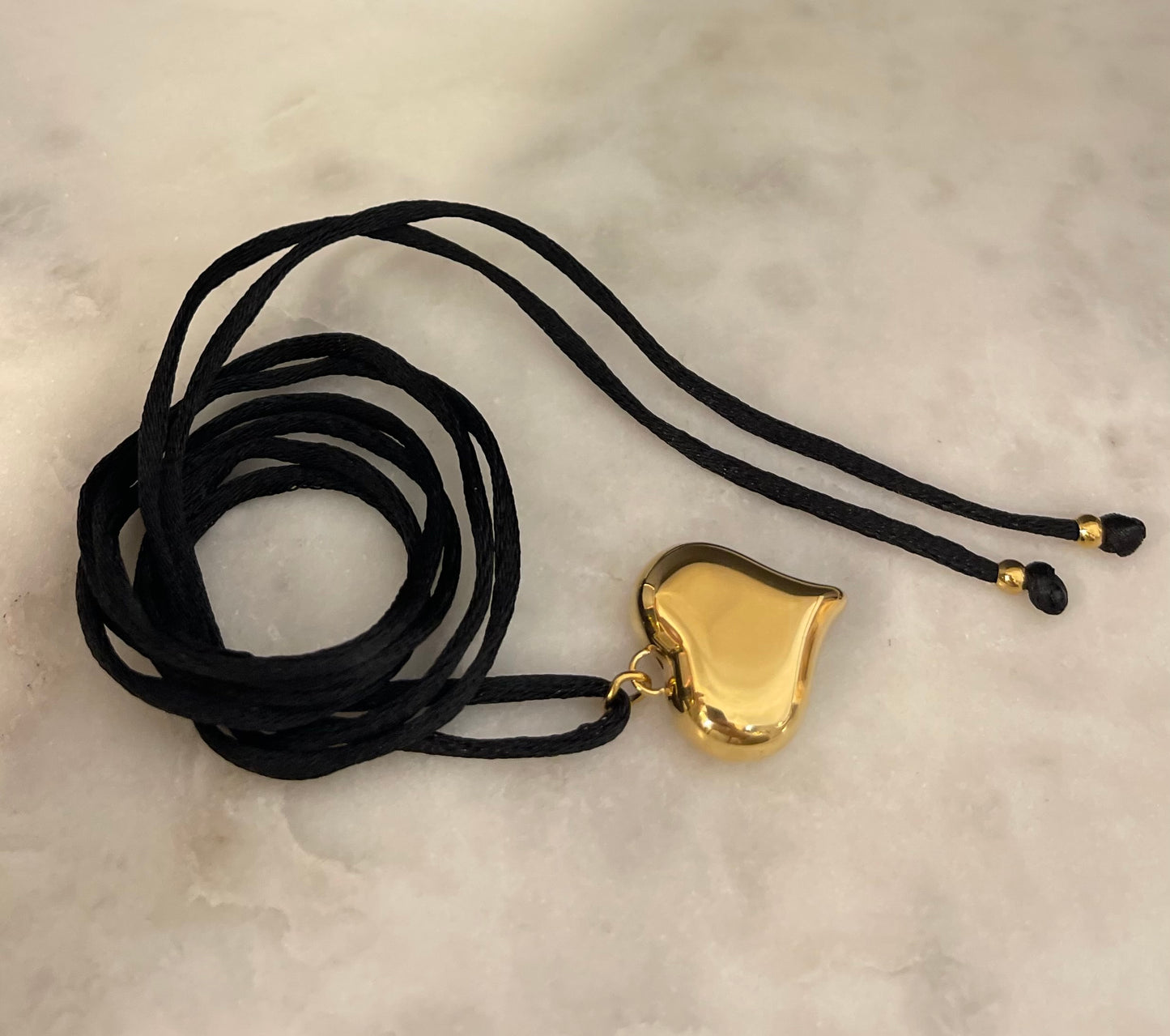 Choker Satin Nero Gold