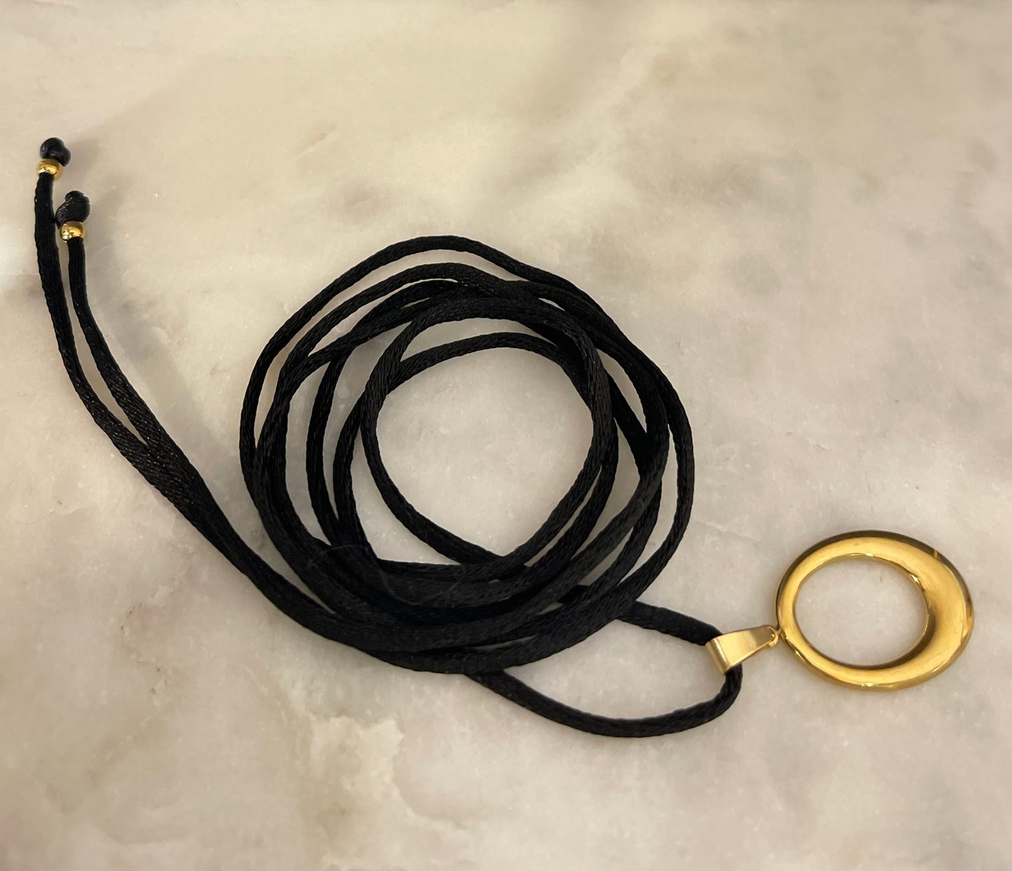 Choker Satin Nero Gold