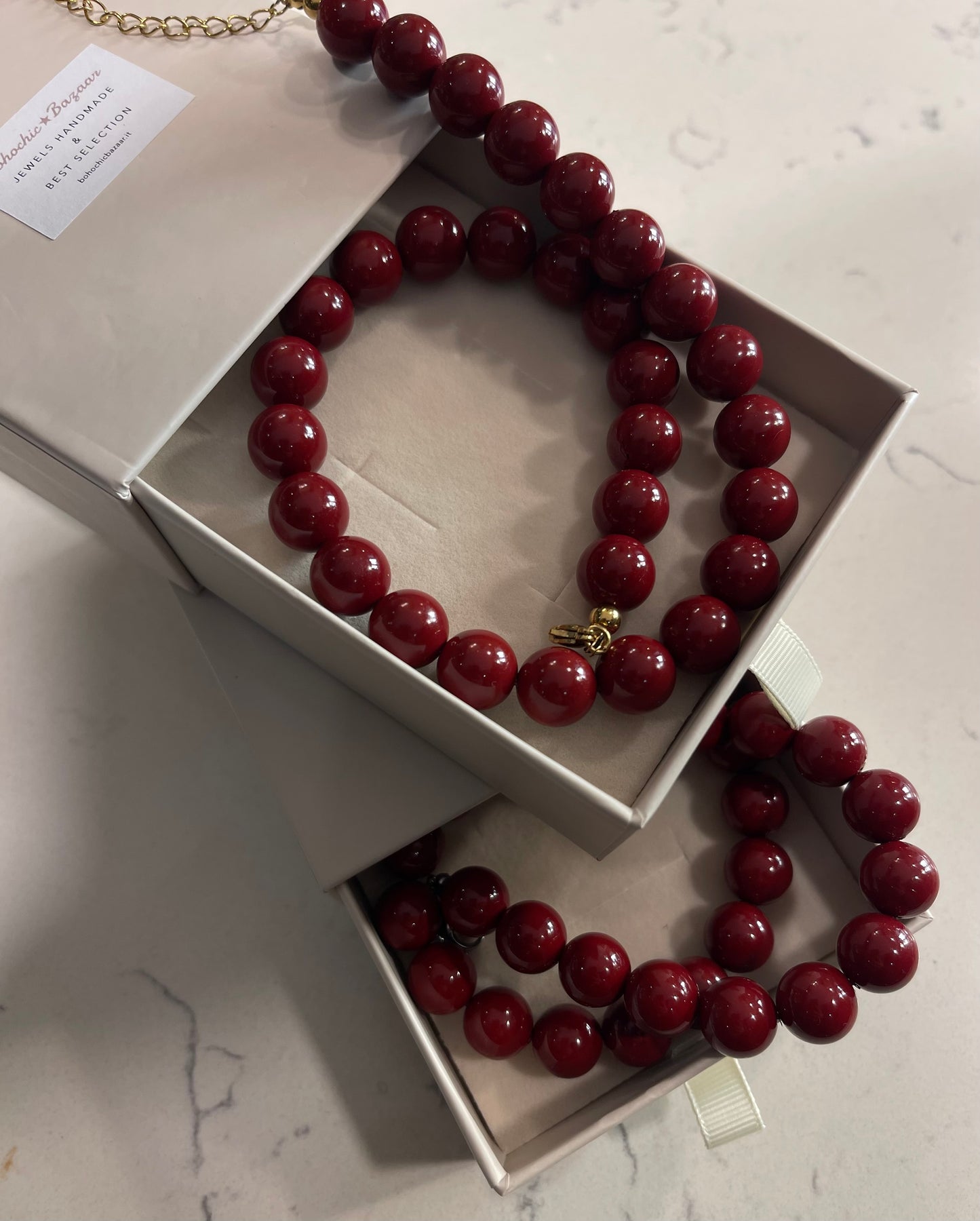 Collana Perle Burgundy