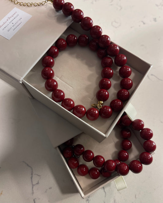 Collana Perle Burgundy