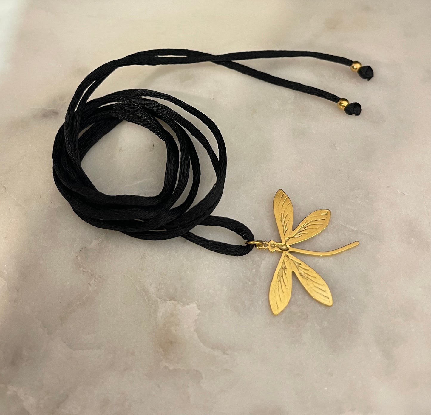 Choker Satin Nero Gold