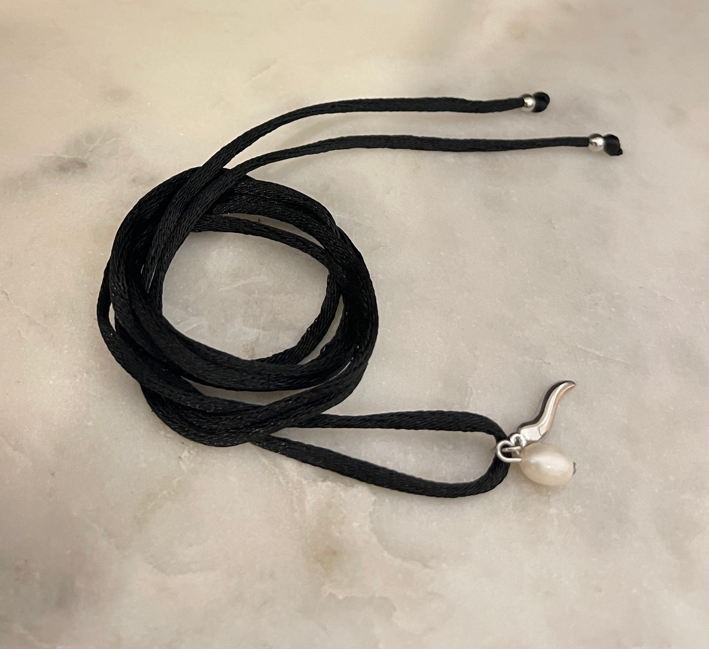 Choker Satin Nero Silver