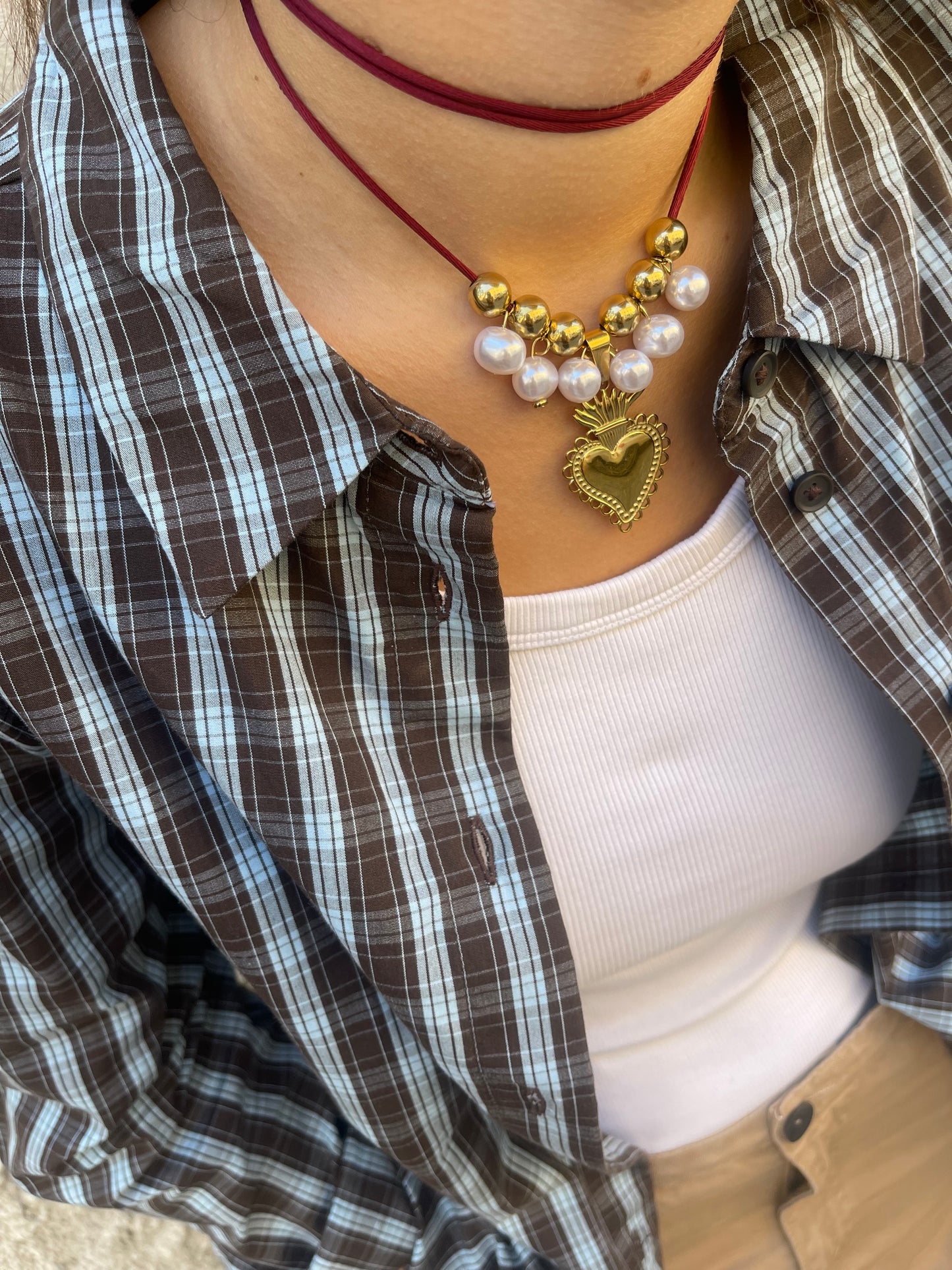 Choker Cuore sacro perle