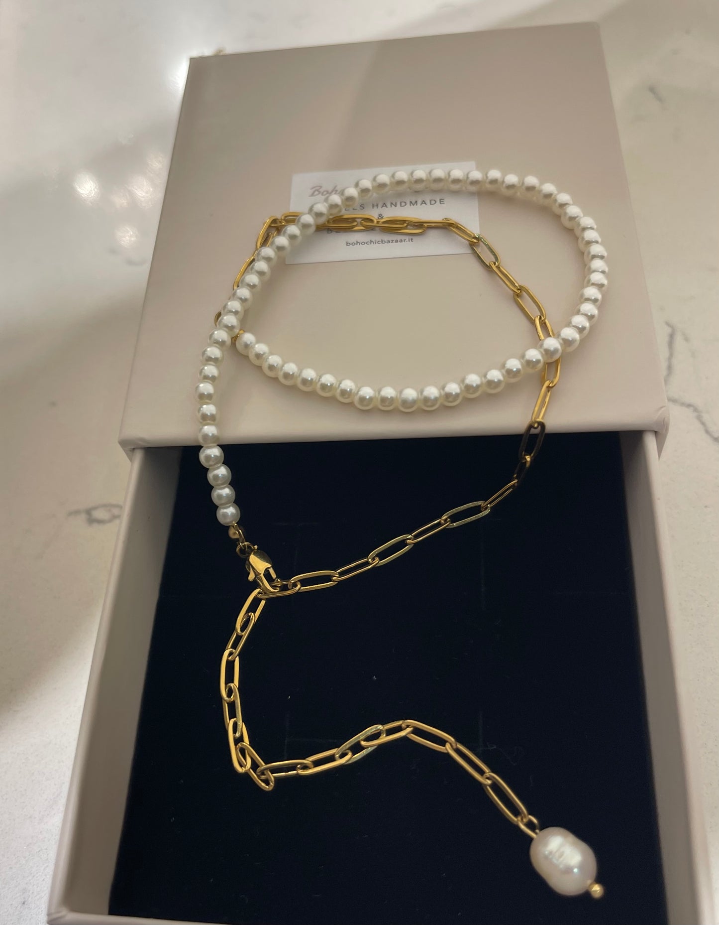 Y Baguette Perle pendant