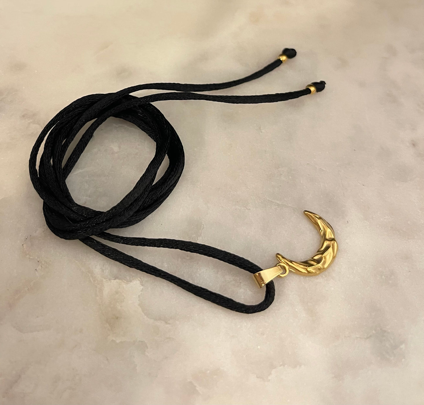 Choker Satin Nero Gold