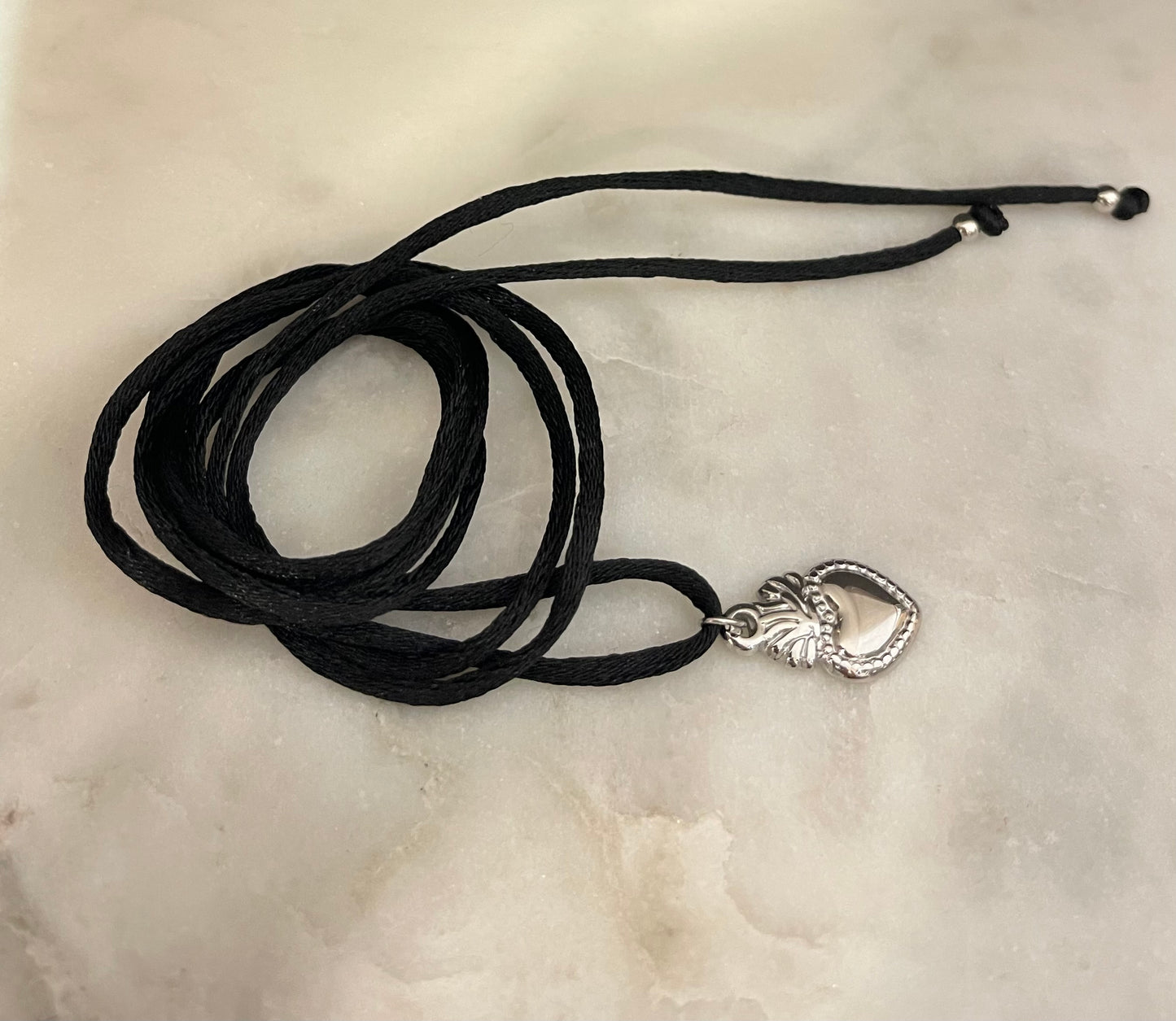 Choker Satin Nero Silver