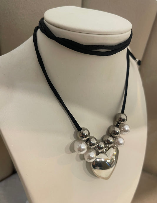Choker  Silver Bubbles Heart
