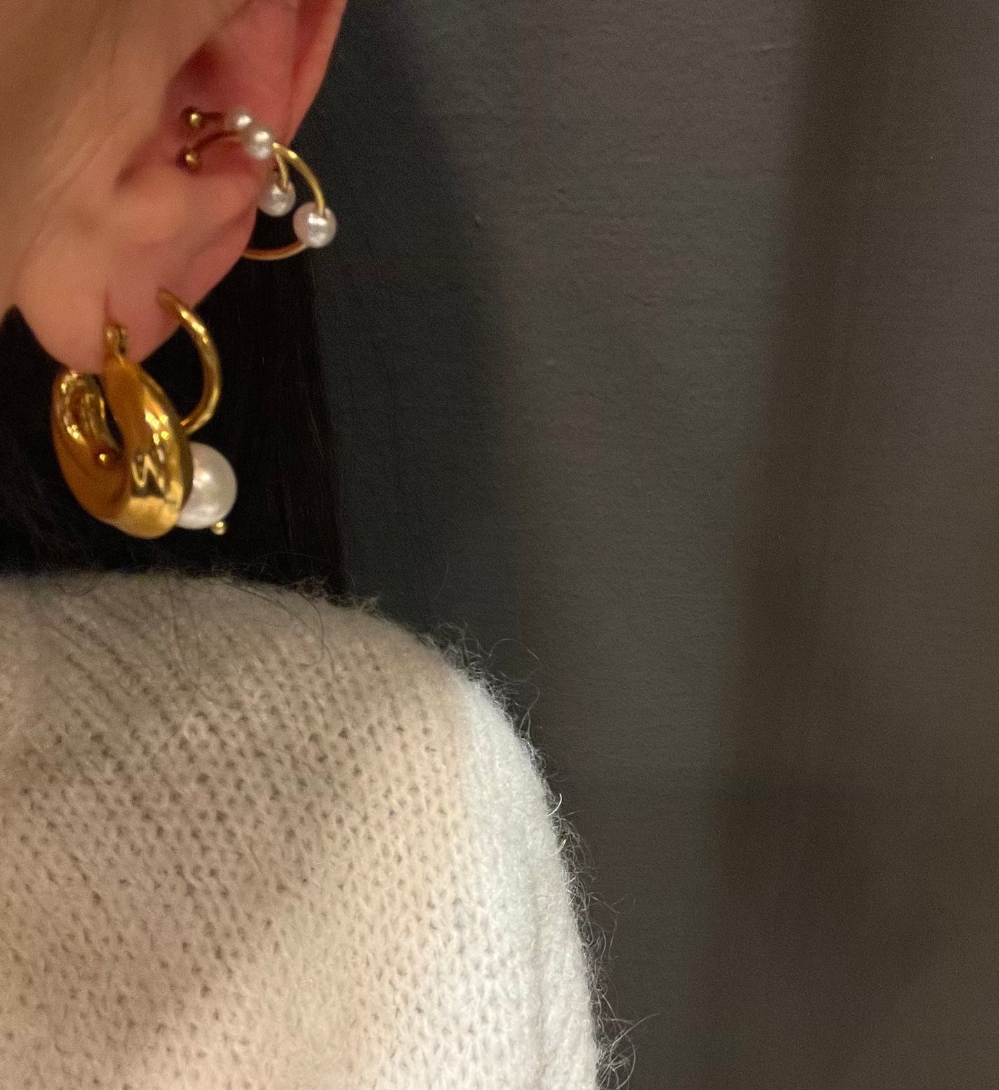 Earcuff Spirale di perle