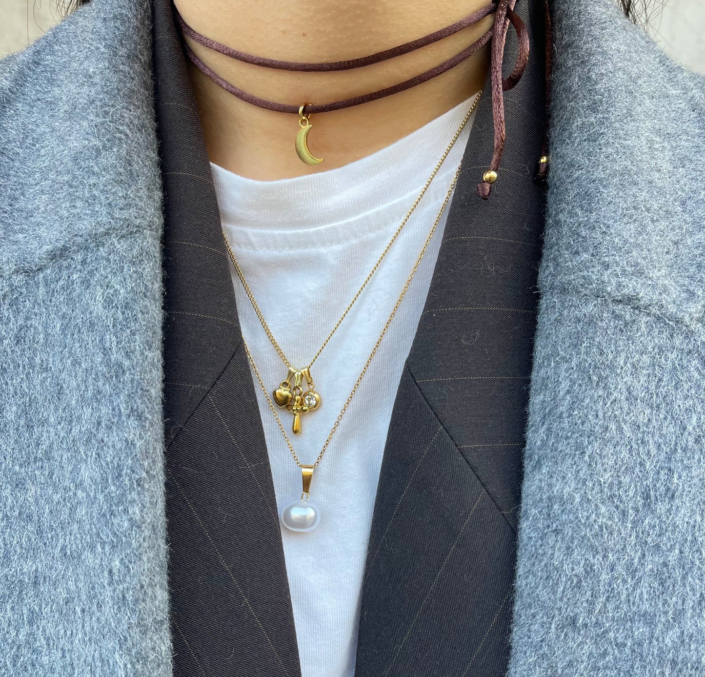 Choker Satin Cioccolato/Gold