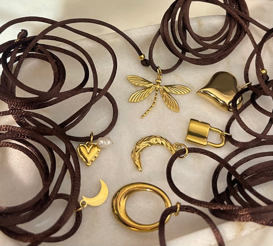 Choker Satin Cioccolato/Gold