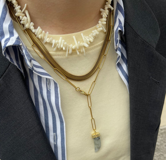 Collana Baguette Corno Grigio