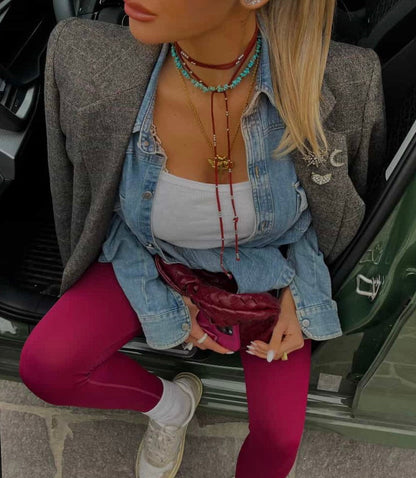 NAVAJO CHOKER Suede/SILVER
