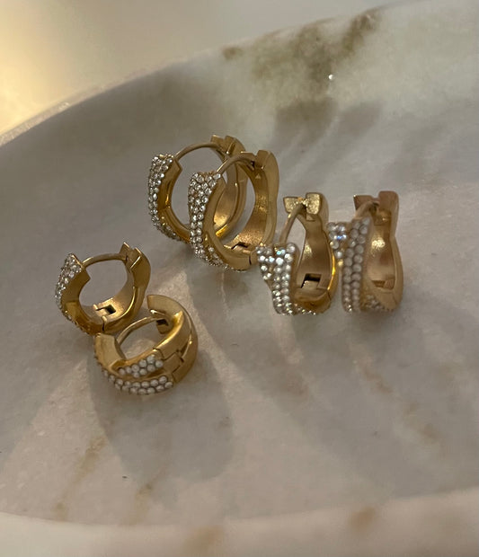 Hoops Intreccio Pavè Gold
