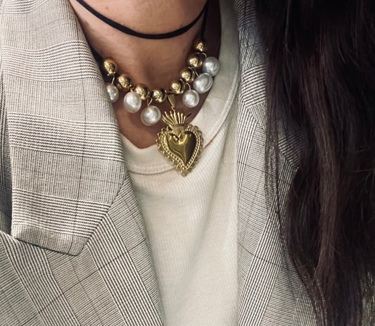 Choker Cuore sacro perle