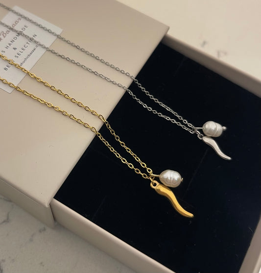 Collana cornetto perla