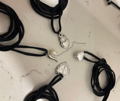 Choker Satin Nero Silver