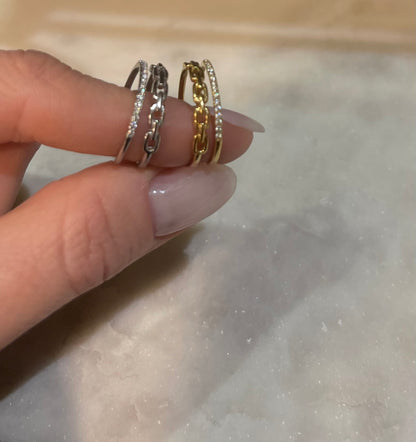 Anello Double Zircon chain