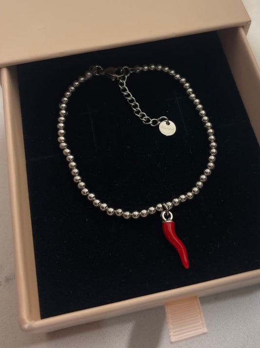 Bracciale sfere Cornetto rosso