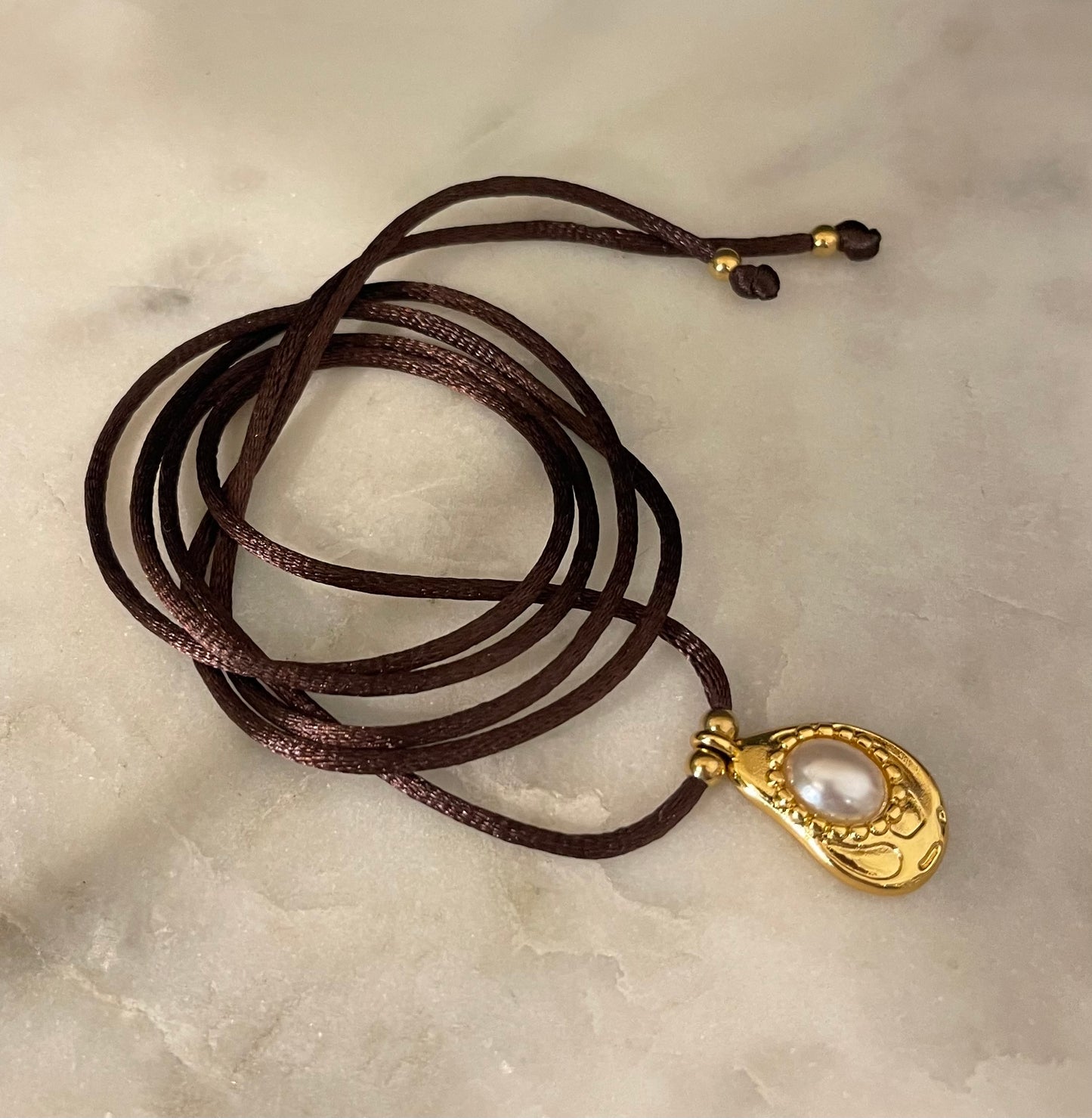 Choker Satin Cioccolato/Gold