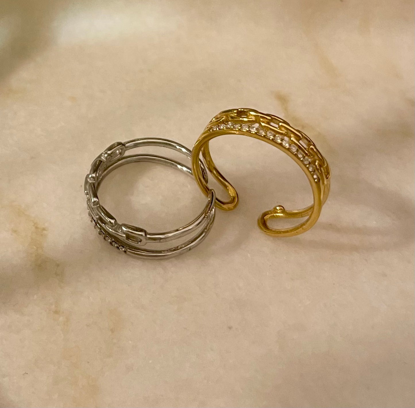 Anello Double Zircon chain