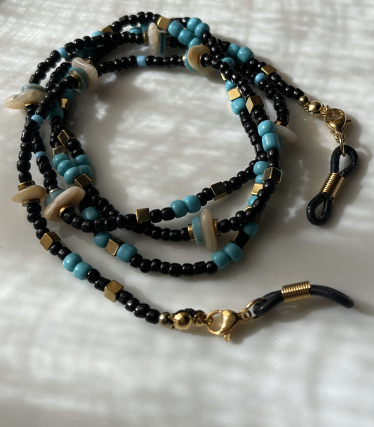 Catenella occhiali Nero / Turchese