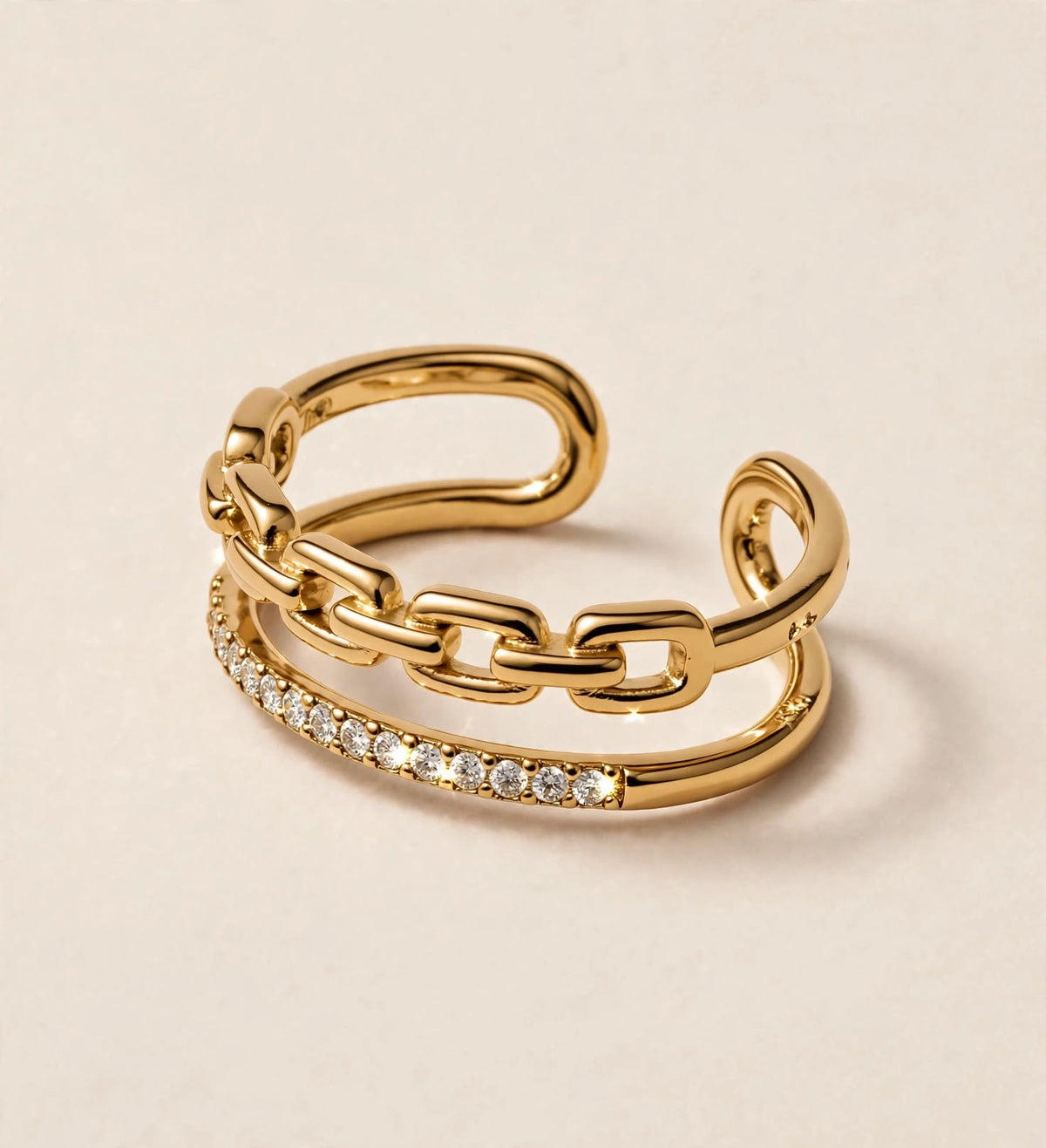 Anello Double Zircon chain