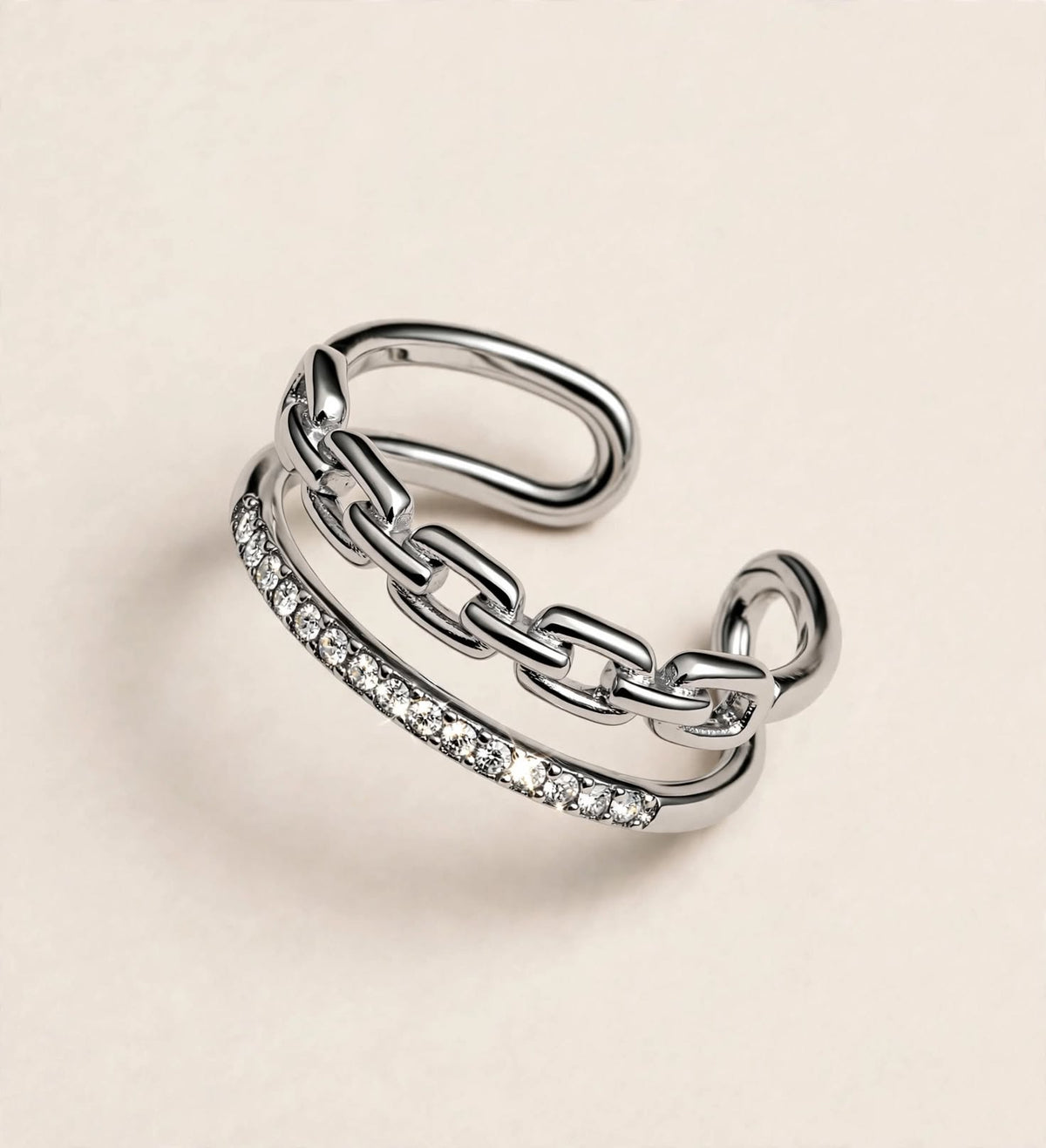 Anello Double Zircon chain