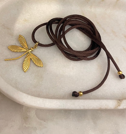 Choker Satin Cioccolato/Gold