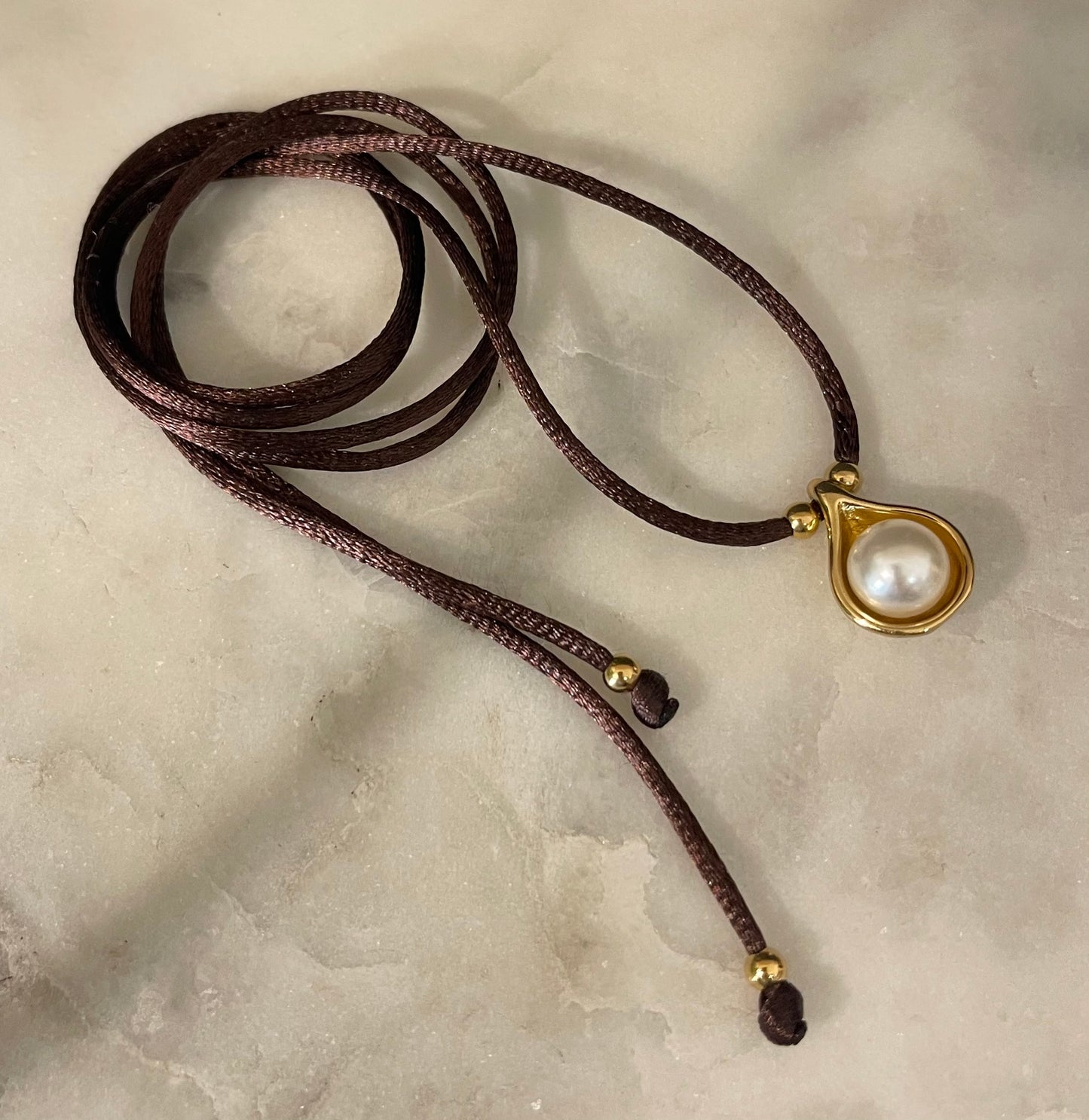 Choker Satin Cioccolato/Gold