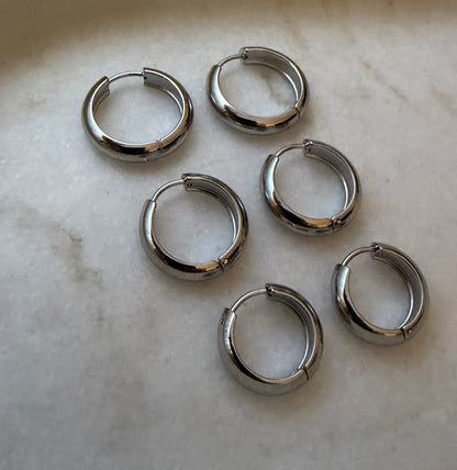 CHUNKY Mini Hoops Silver