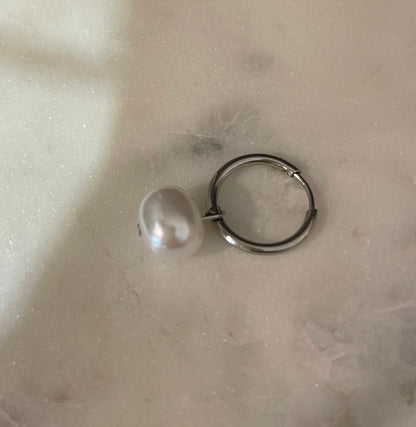 Mini Hoops Silver Perla charm