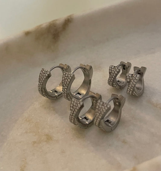 Hoops intreccio Pavè Silver