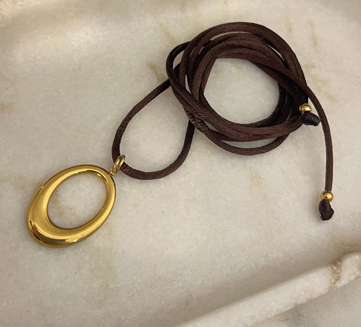 Choker Satin Cioccolato/Gold