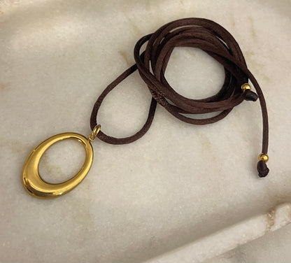 Choker Satin Cioccolato/Gold