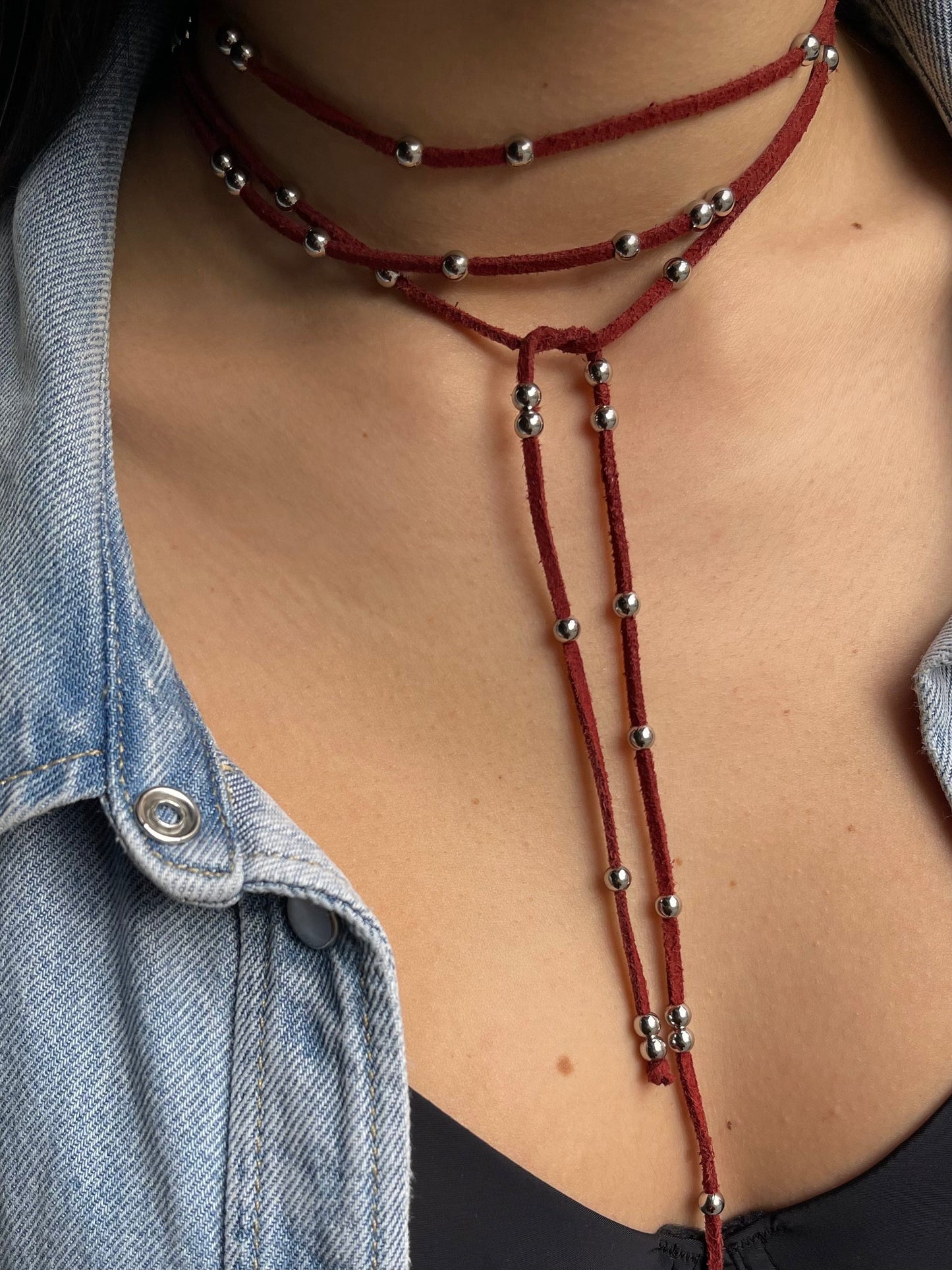 NAVAJO CHOKER Suede/SILVER