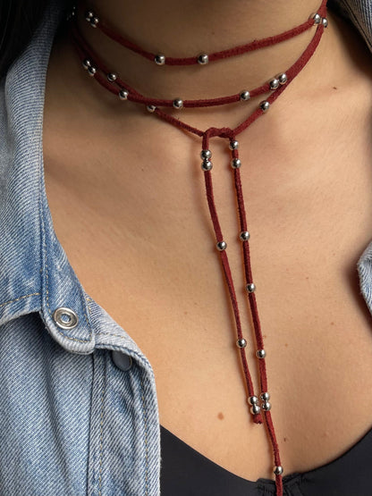 NAVAJO CHOKER Suede/SILVER