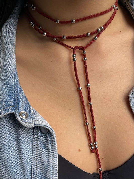 NAVAJO CHOKER Suede/SILVER