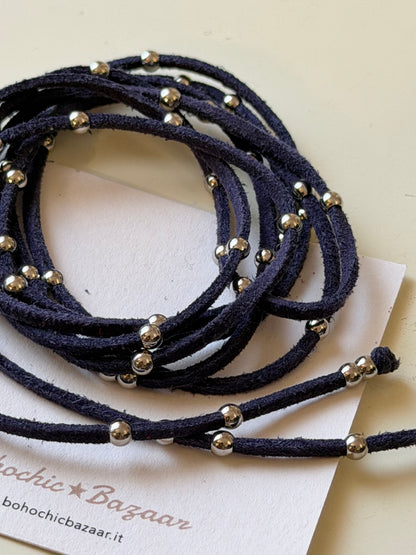NAVAJO CHOKER Suede/SILVER