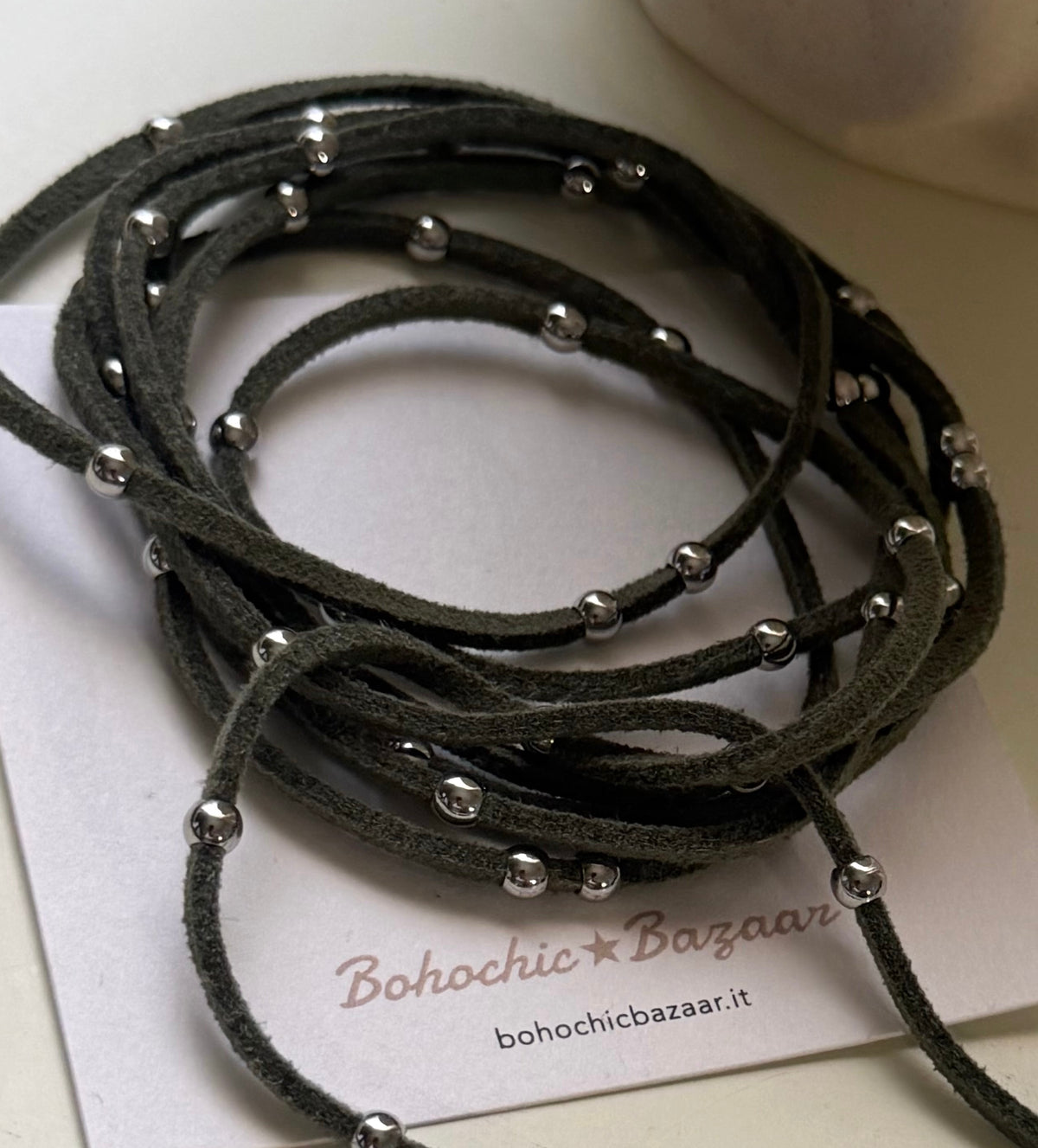 NAVAJO CHOKER Suede/SILVER