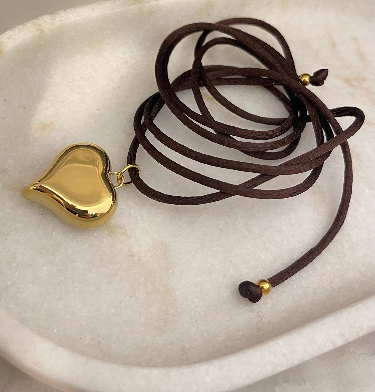 Choker Satin Cioccolato/Gold