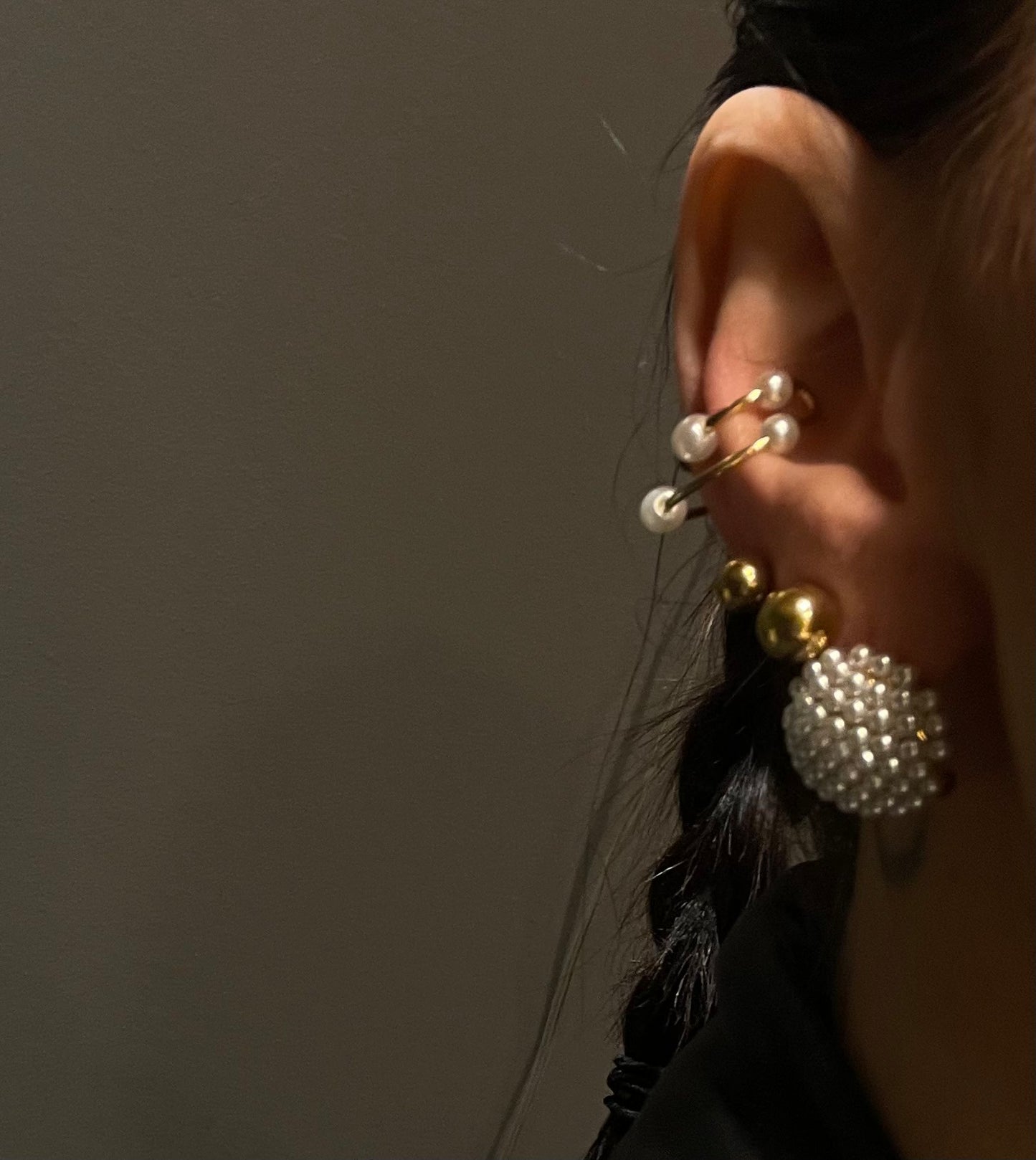 Earcuff Spirale di perle