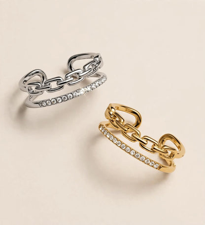 Anello Double Zircon chain